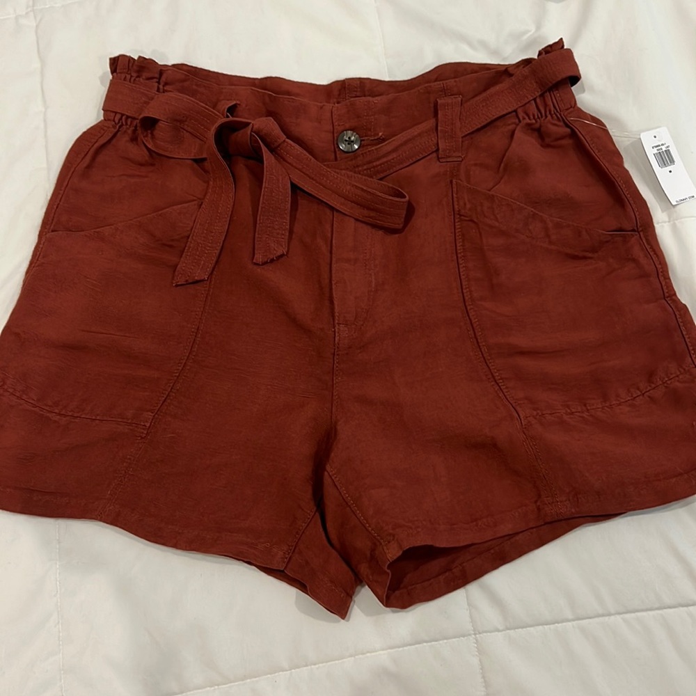 High-Waisted Belted Twill Shorts